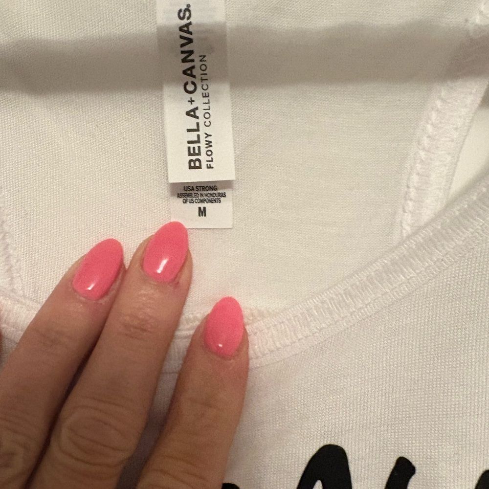 Bella Canvas White Flowy Tank Top- worn once! - Picture 2 of 3